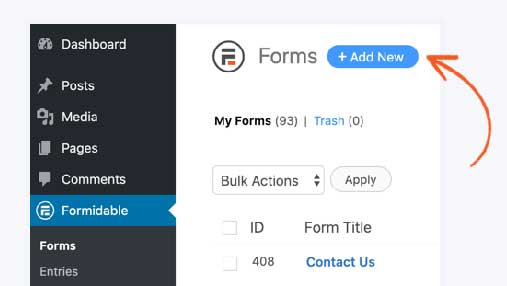 create form add new button