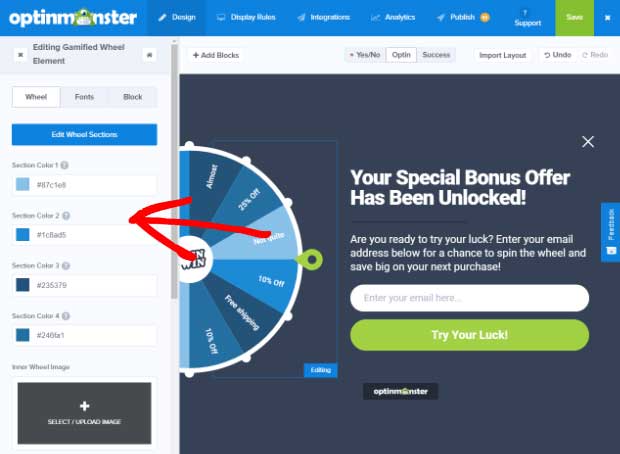 spin the wheel gamified element