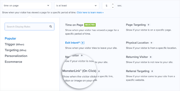 How to Increase Conversions with Easy Multi-Step Popups? Choose-MonsterLink-for-Display-Rule